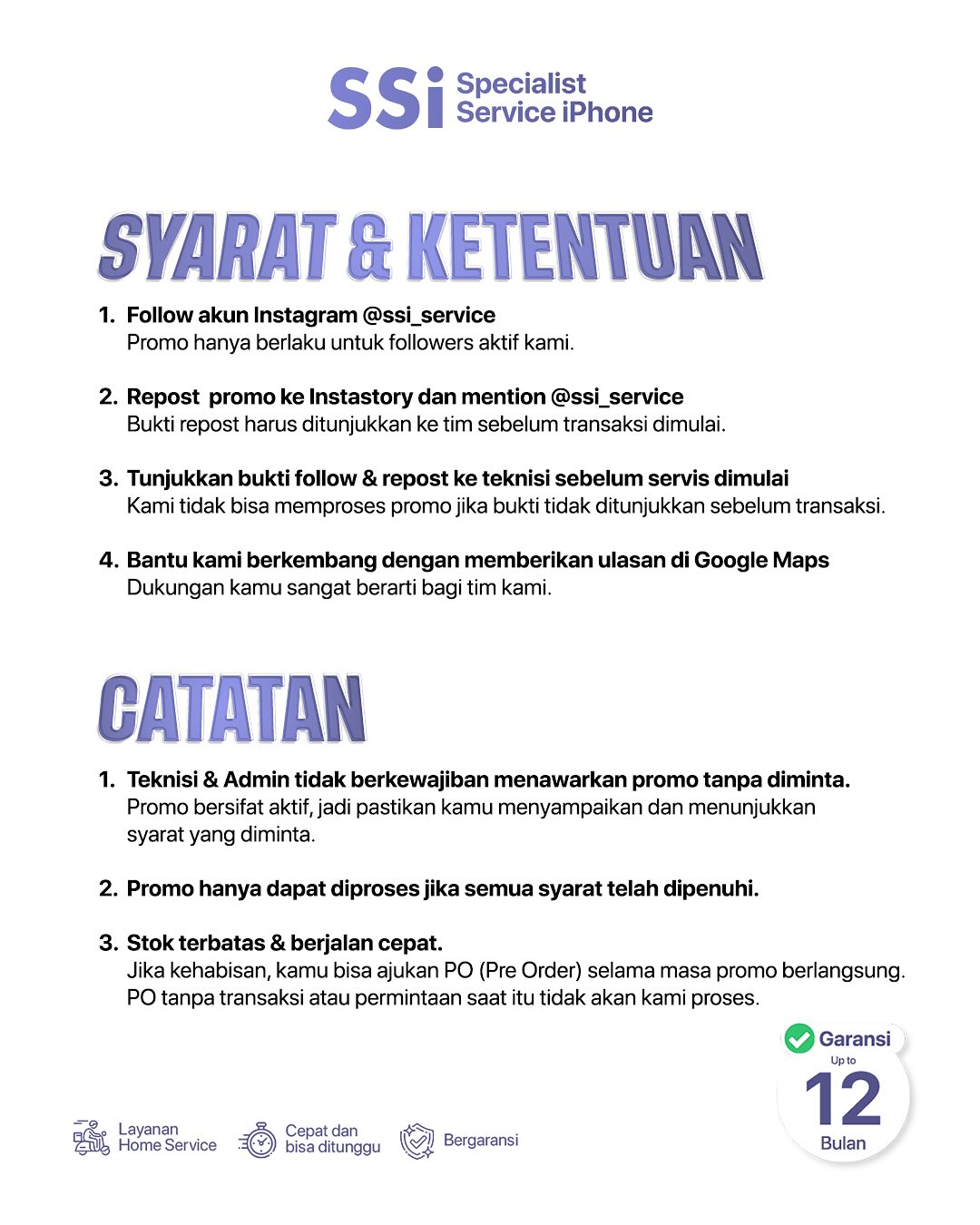 Syarat dan Ketentuan promo service iPhone Spesial gajian